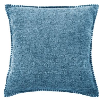 Cuscino con bordi ricamati 45 x 45 cm Blu - Tirolix