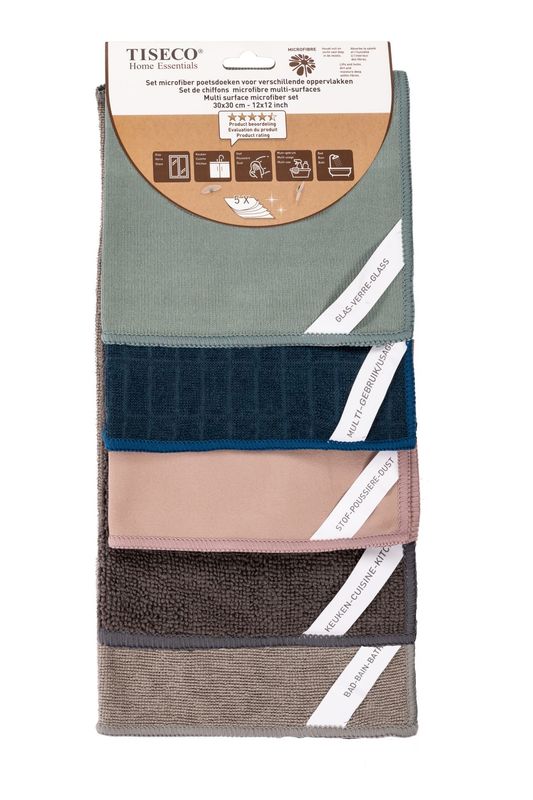 Panno in microfibra 5 pezzi 30 x 30 cm Multicolore - Tirolix