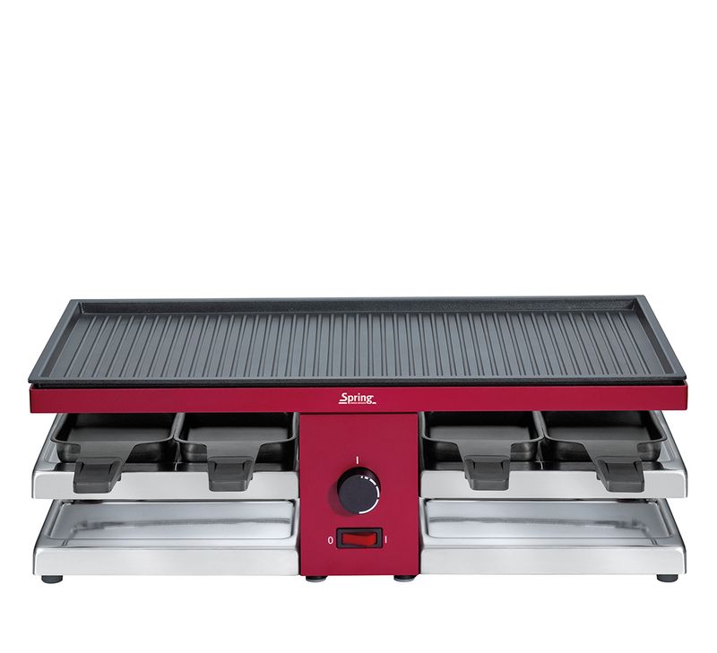 Spring - Raclette con piastra in alluminio rosso 47 x 24 cm Raclette8 Fun