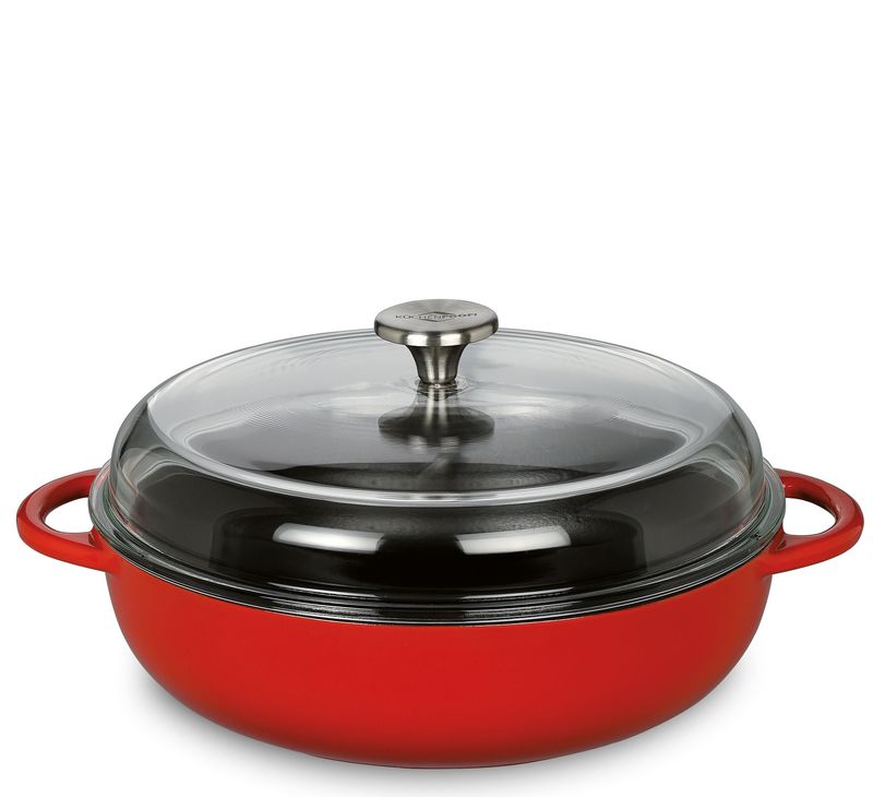 Küchenprofi - Casseruola bassa coperchio in vetro rosso 24 cm