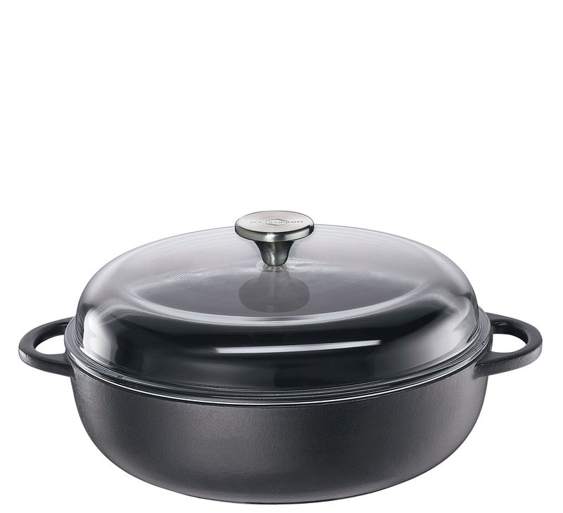 Küchenprofi - Casseruola bassa coperchio in vetro nero 24 cm