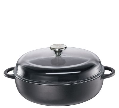 Küchenprofi - Casseruola bassa coperchio in vetro nero 28 cm