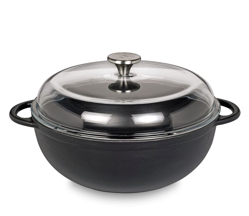 Küchenprofi - Casseruola con coperchio alto in vetro nero 28 cm