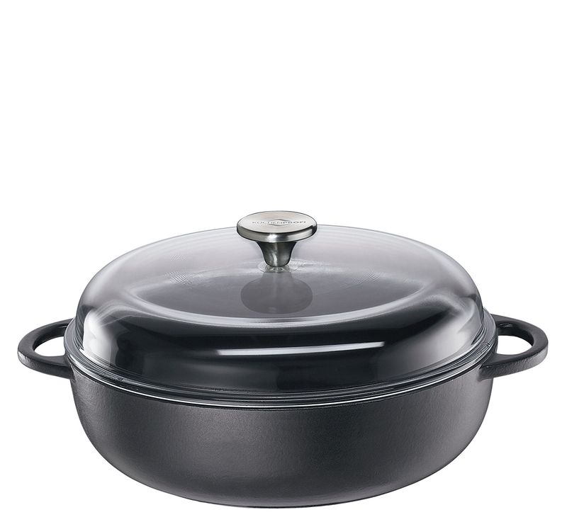 Küchenprofi - Casseruola bassa coperchio in vetro nero 28 cm
