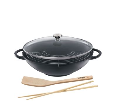 Küchenprofi - Set wok con coperchio in vetro 36 cm