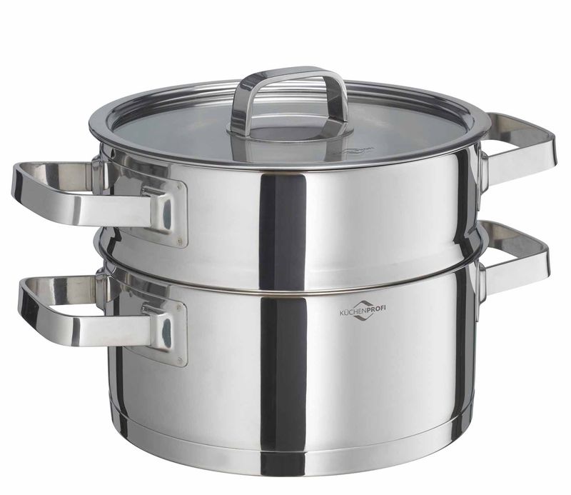 Küchenprofi - Pentola con inserto a vapore 20 cm