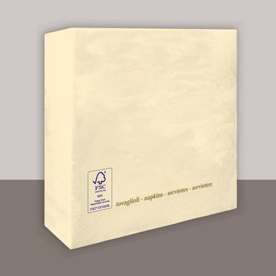 Tovagliolo Panna 2 veli 25x25 cm 3600 pezzi - Tirolix