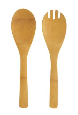 Firstpack - Posate da servizio in bamboo forchetta e cucchiaio 25 cm