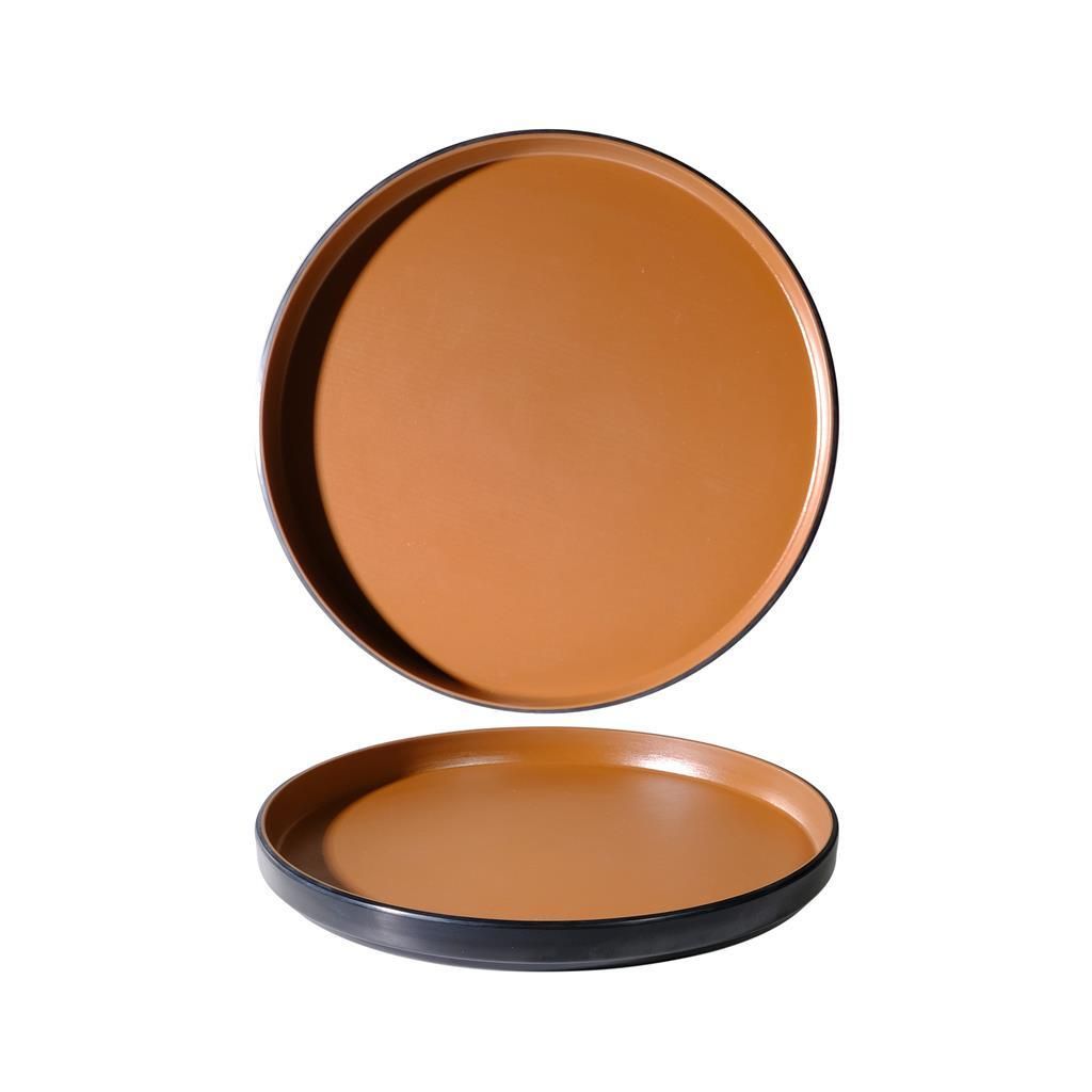 Tirolix - Piatto Piano 20 cm Melamina Bicolor Bicolor Marrone/Nero