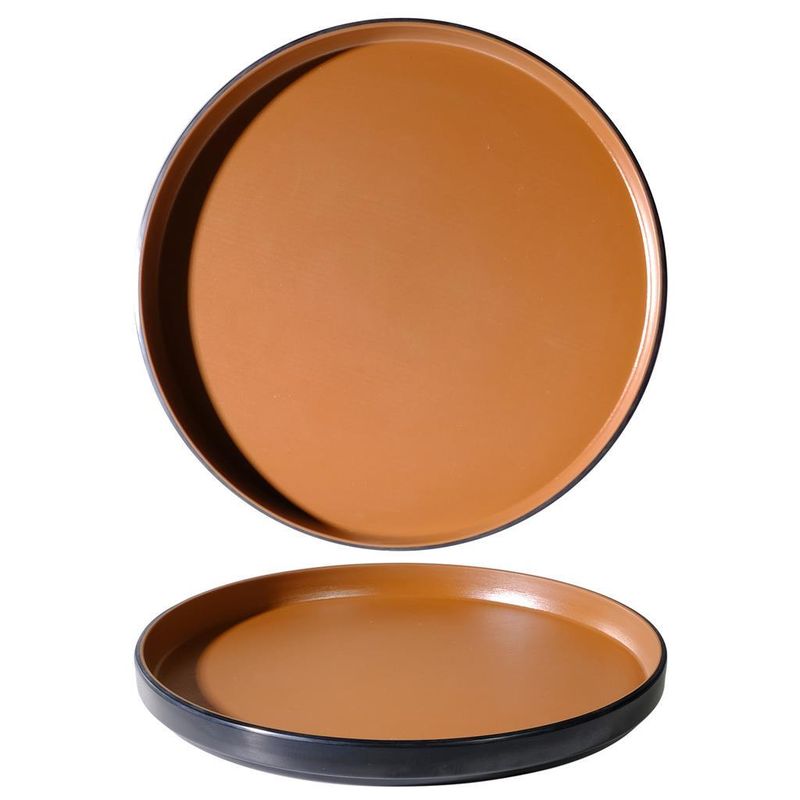 Tirolix - Piatto Piano 27 cm Melamina Bicolor Bicolor Marrone/Nero