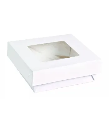 Firstpack - Scatola quadrata con finestra bianca 12 x 12 cm