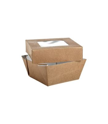 Firstpack - Scatola quadrata piccola con finestra marrone  8,5 x 8,5