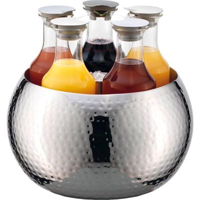 Frilich - Sfera in Acciaio Inox Martellato, 5 Caraffe in Plastica Carafine
