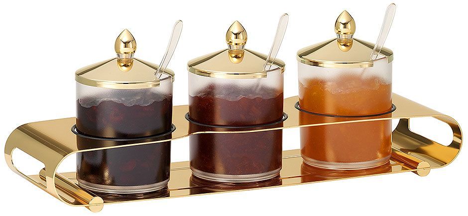 Frilich - Tre contenitori per marmellata Gold Unison