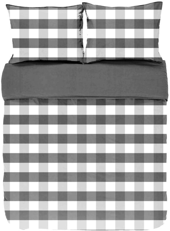 Copripiumino a quadri con federe 240 x 220 cm Grigio - Tirolix