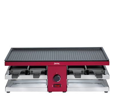 Spring - Raclette con piastra in alluminio rosso 47 x 24 cm Raclette8 Fun