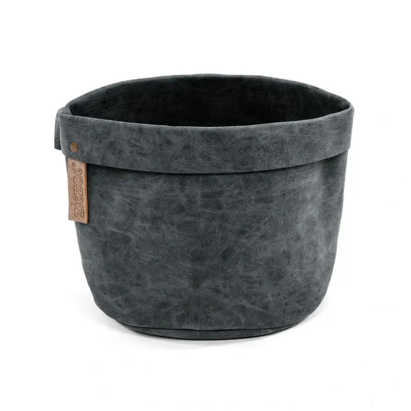 Cestino Ecopelle da Tavola 20x20x24 cm Nero - Tirolix