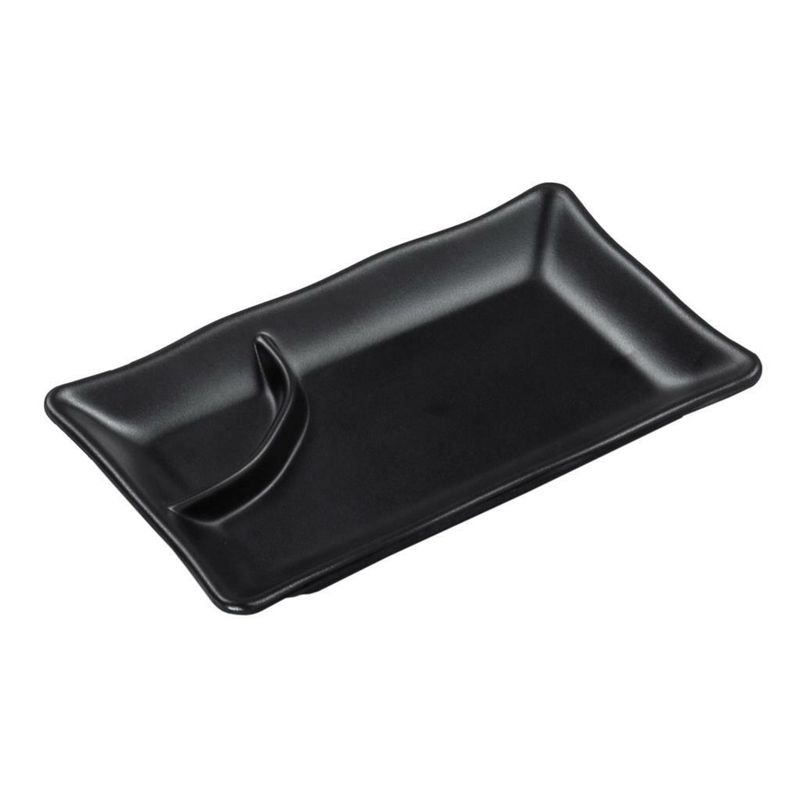 Tirolix - Piatto Rettangolare Con Scomparto 20 x 12 cm Nero Melamina