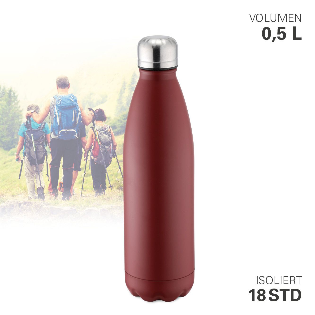 Bottiglia thermos sottovuoto 0,5 l Rosso - Weis