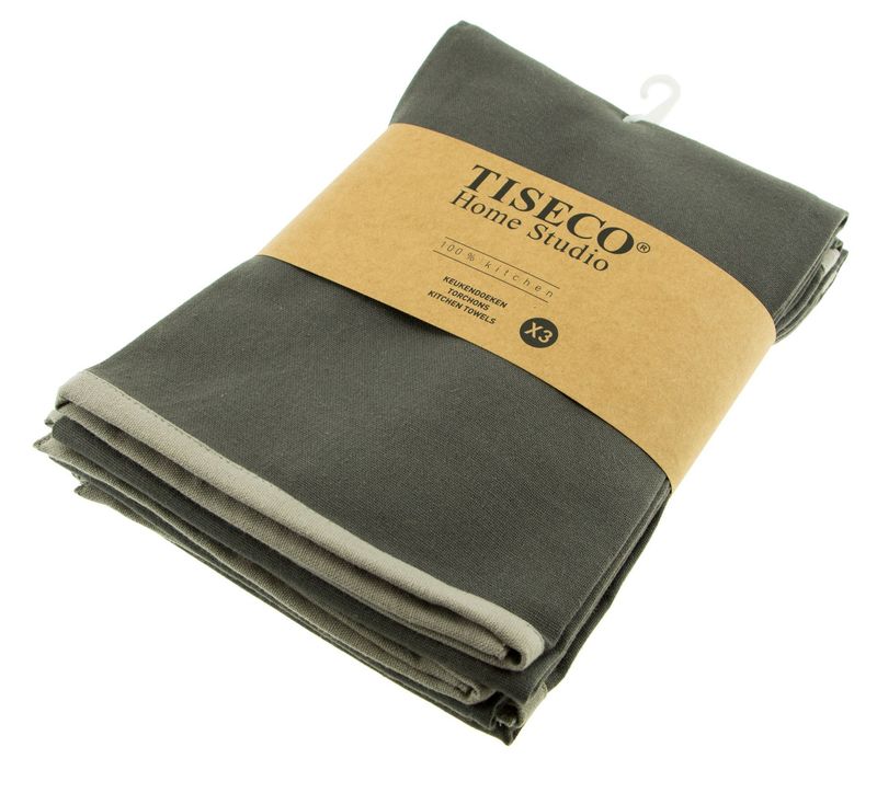 Canovacci/Strofinacci in cotone 3 pezzi 50 x 70 cm Grigio - Tirolix