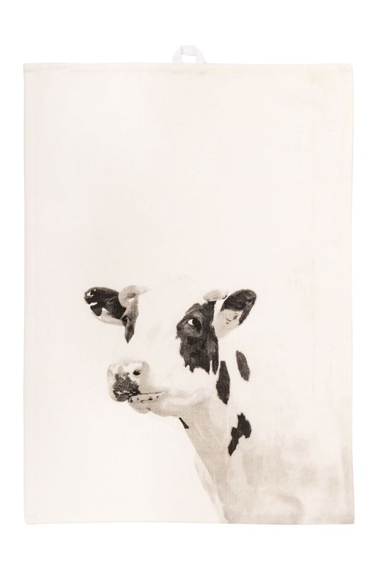 Canovaccio/Strofinaccio con mucca 50 x 70 cm Crema - Tirolix