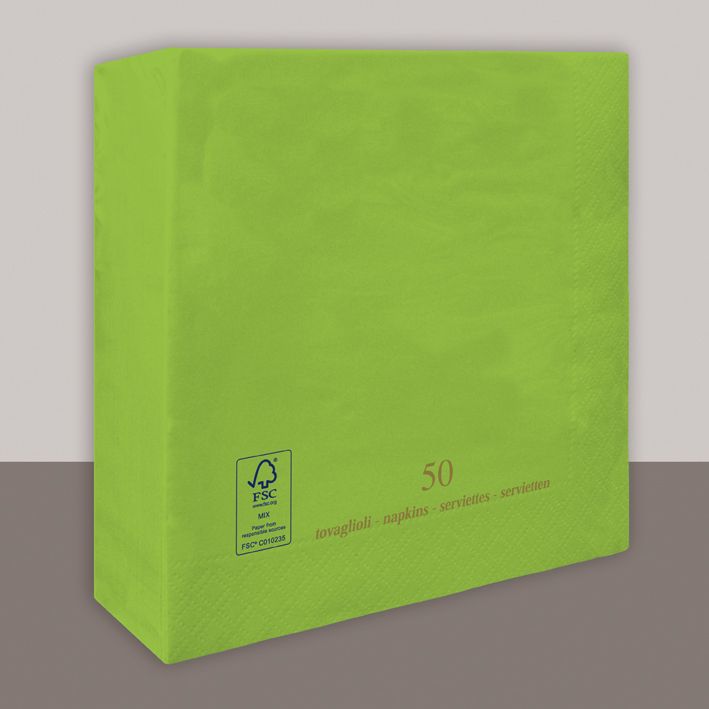 Tovagliolo Kiwi 2 veli 25x25 cm 1800 pezzi - Tirolix