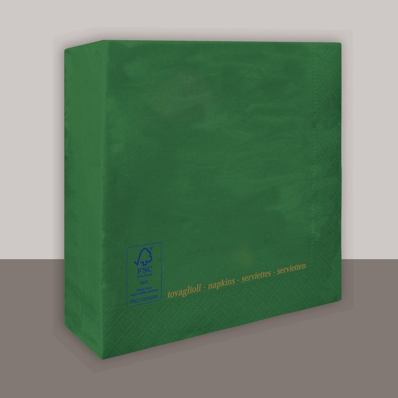 Tovagliolo Verde foresta 2 veli 25x25 cm 3600 pezzi - Tirolix