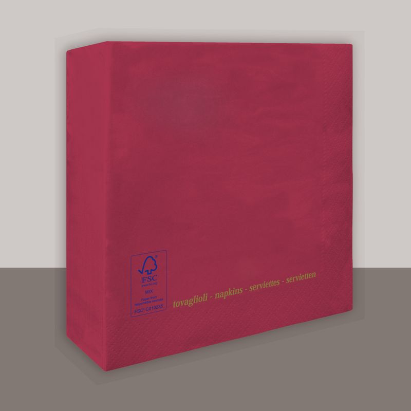 Tovagliolo Bordeaux 2 veli 25x25 cm 3600 pezzi - Tirolix