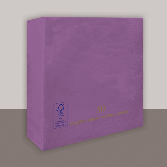 Tovagliolo Violetto 2 veli 25x25 cm 1800 pezzi - Tirolix