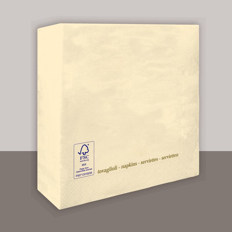 Tovagliolo Panna 2 veli 25x25 cm 3600 pezzi - Tirolix