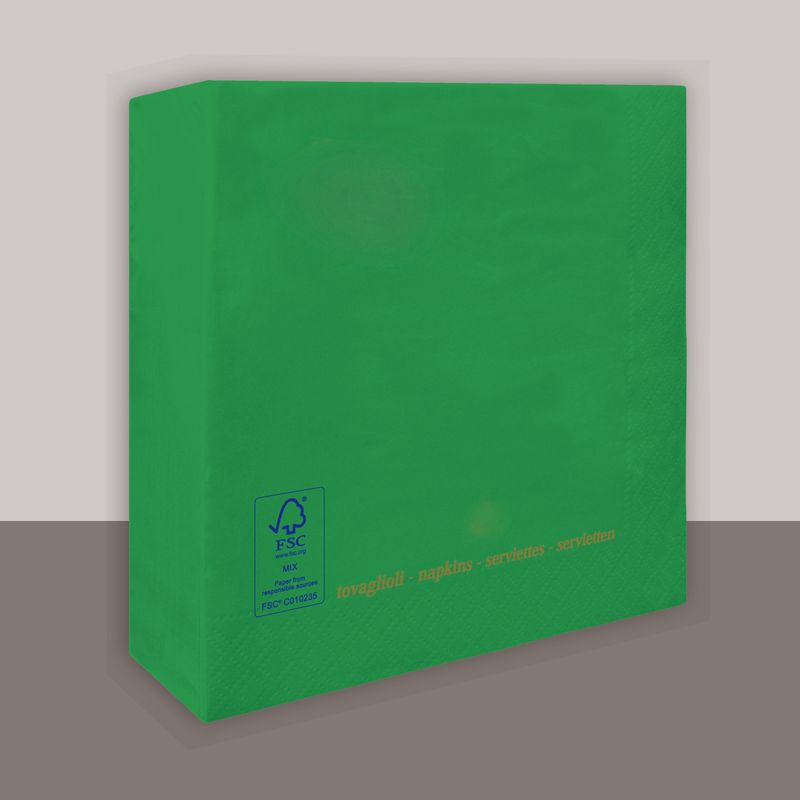 Tovagliolo Verde smeraldo 2 veli 25x25 cm 3600 pezzi - Tirolix