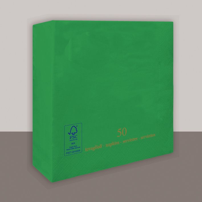 Tovagliolo Verde Smeraldo 2 veli 25x25 cm 1800 pezzi - Tirolix