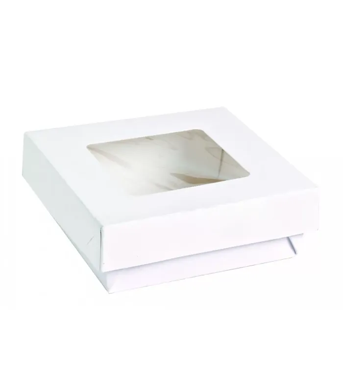 Firstapack - Scatola quadrata con finestra bianca 15,5 x 15,5 cm