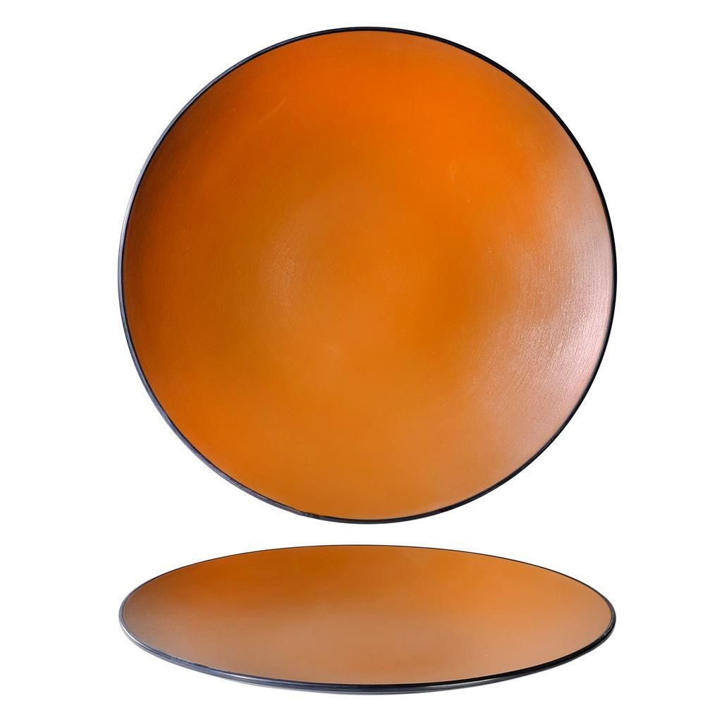 Tirolix - Piatto Piano Coupe 30 cm Melamina Bicolor Marrone/Nero