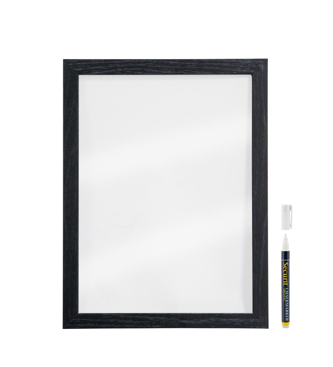 Securit - Lavagna da parete trasparente con cornice nera 30 x 40 cm
