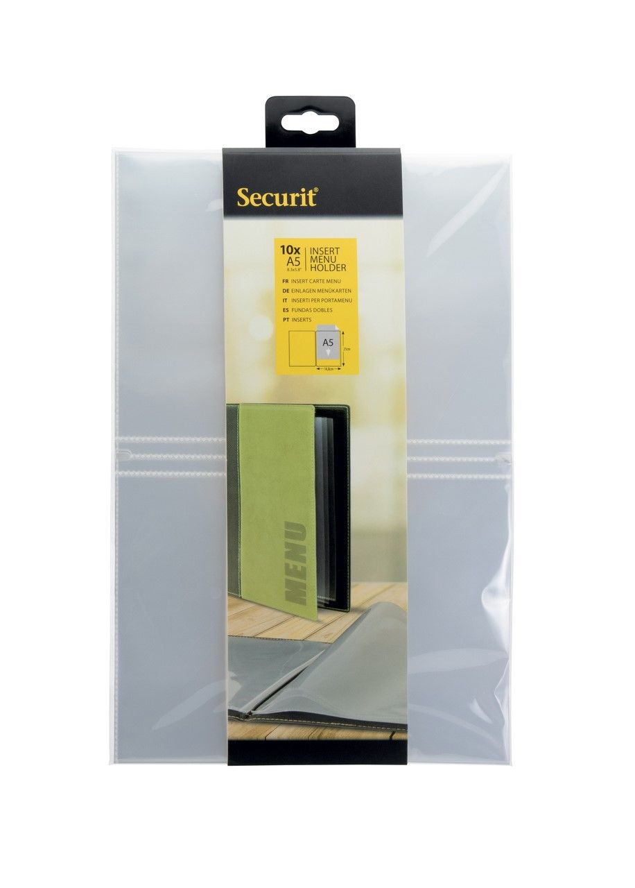 Securit - Set da 10 inserti doppi trasparenti​ A5 14,8 x 21 cm
