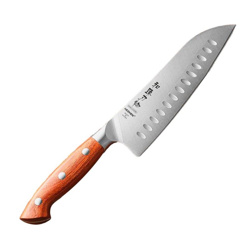 Hezhen - Coltello Santoku Olivato 17,8 cm German Steel