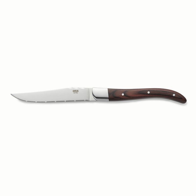 Tirolix - Coltello da bistecca con manico in legno di Pakka 23 cm Marrone Scuro Carlos