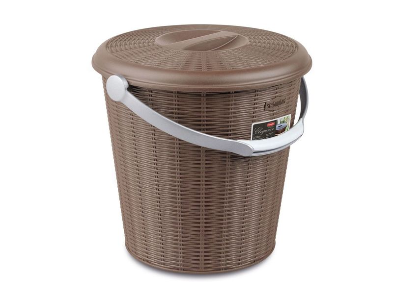 Stefanplast - Pattumiera con coperchio 30 x 29,5 cm Tortora Elegance