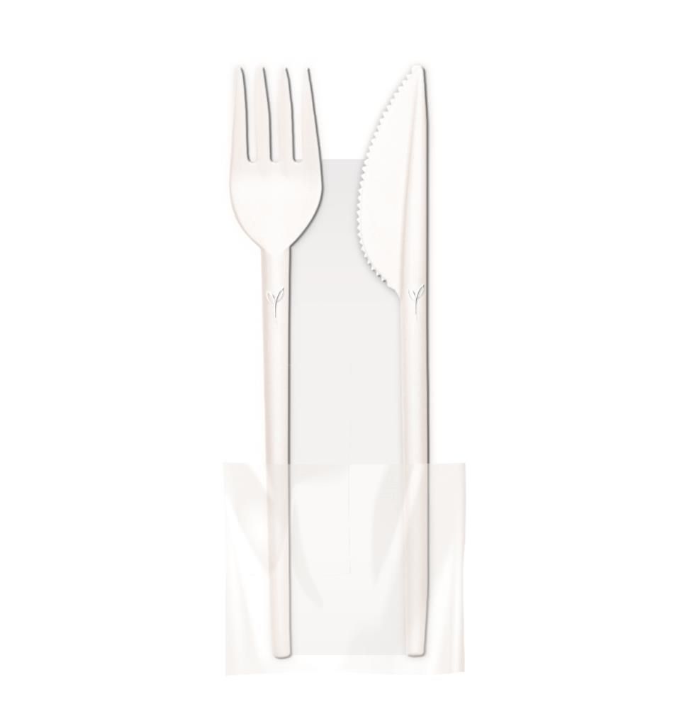 Byo - Posate in cpla con busta bianca 16 cm Linè