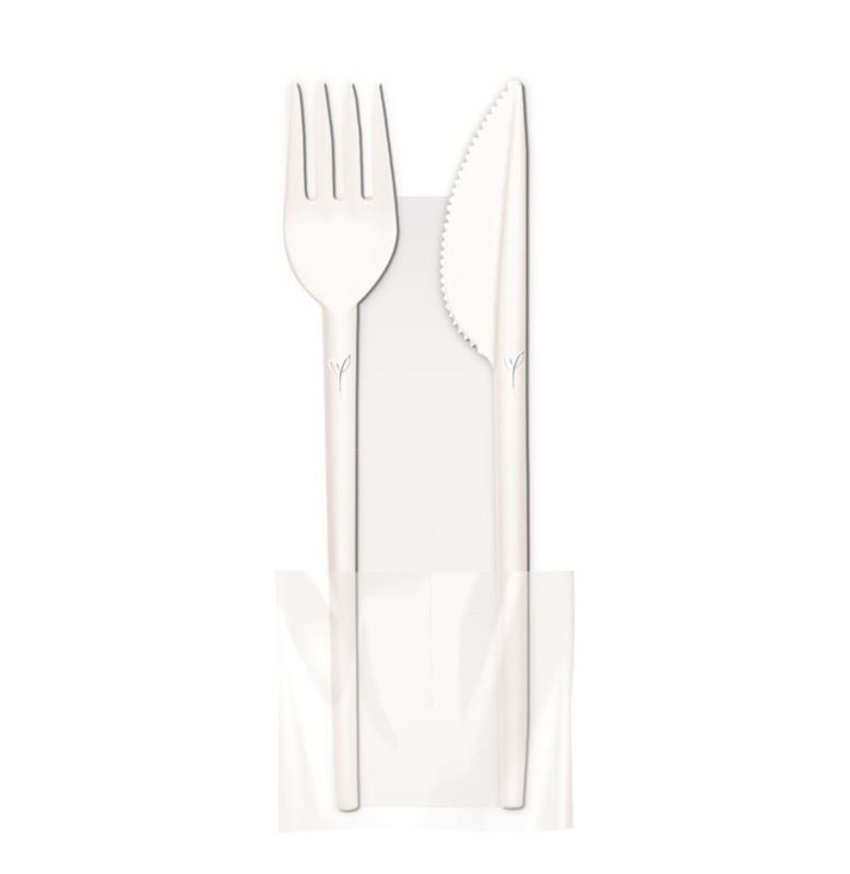 Byo - Posate in cpla con busta bianca 16 cm Linè