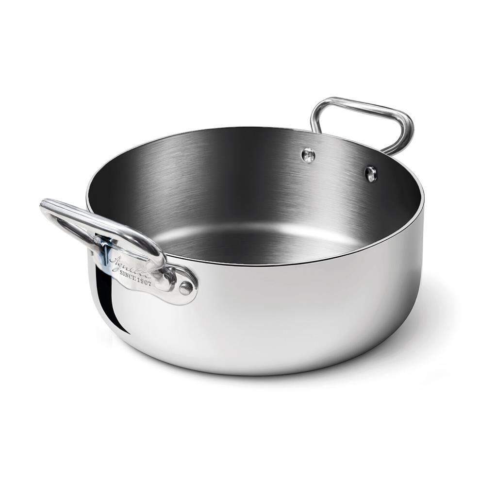 Agnelli - Casseruola Bassa 2 Manici 32 cm Alu-Inox 3-Ply Induzione