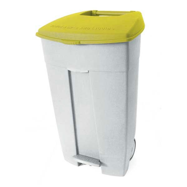 Portarifiuti mobile a pedale 120l coperchio giallo Contiplast – Medial