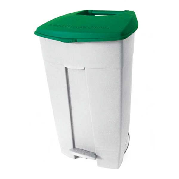 Portarifiuti mobile a pedale 120l coperchio verde Contiplast – Medial