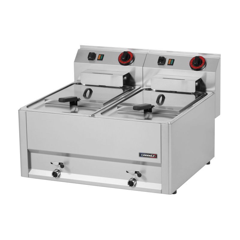 Casselin - Friggitrice elettrica top con valvola di scarico 2 x 8 l 66