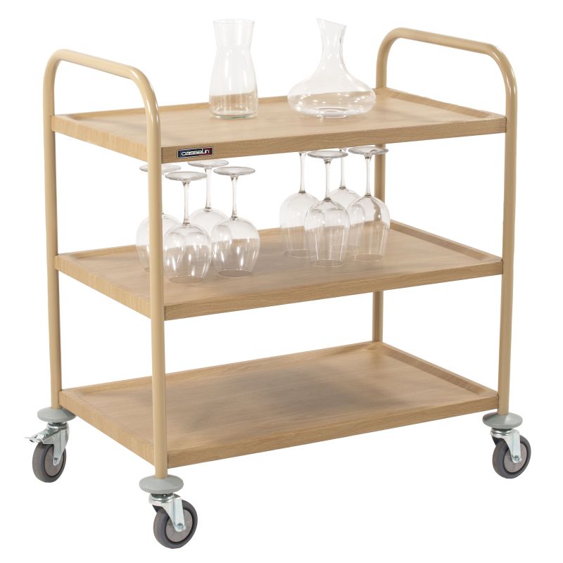 Casselin - Carrello di servizio imitazione legno 3 ripiani