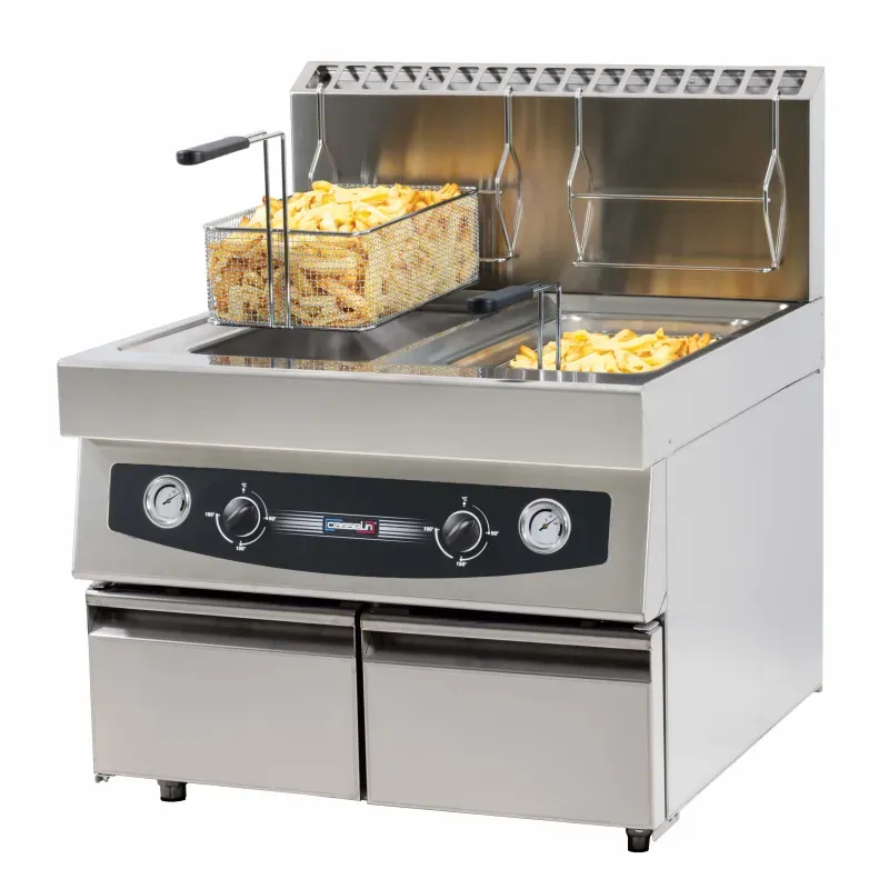 Casselin - Friggitrice a gas Top con valvola di scarico 2 x 17 l