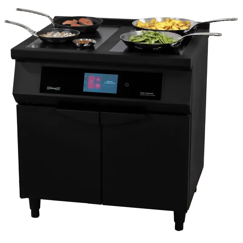 Casselin - Piano cottura a induzione 2 fuochi + 2 piastre Flex zone 800 nero
