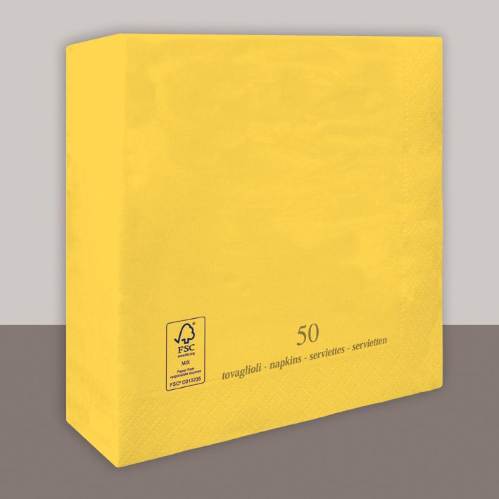 Tovagliolo Giallo Limone 2 veli 25x25 cm 1800 pezzi - Tirolix