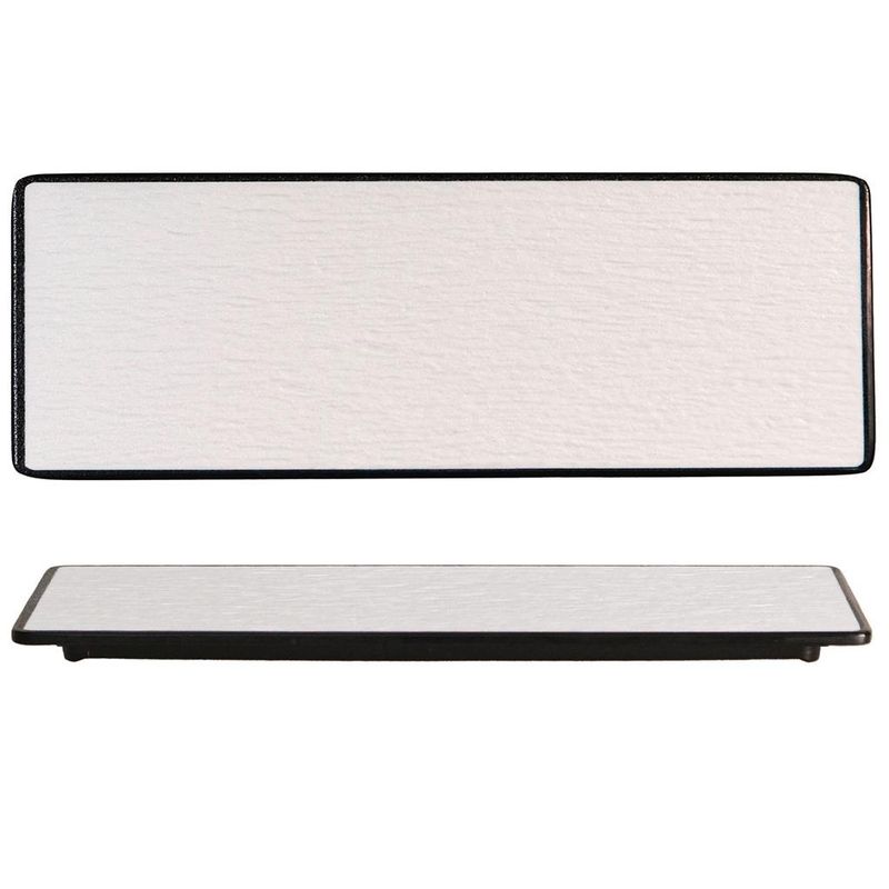 Piatto Rettangolare 38x11 cm Melamina Woody White Black - Tirolix